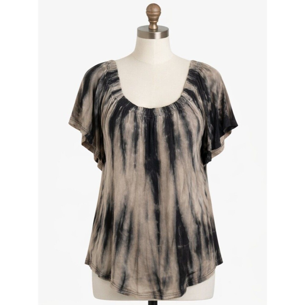 Lida Collection Tie Dye Dark Navy & Gray Top Size L/XL - NWT